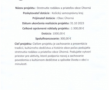 Stretnutie rodákov a priateľov obce Úhorná