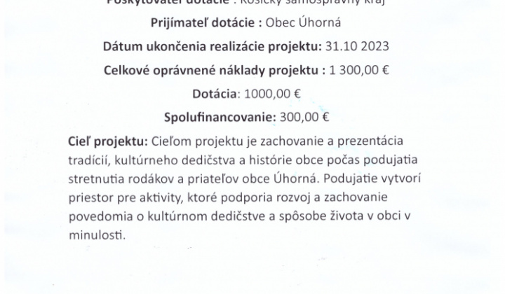 Stretnutie rodákov a priateľov obce Úhorná
