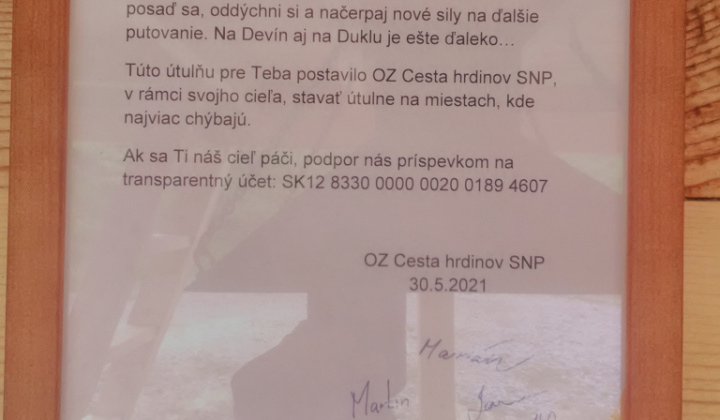 Útulňa - Cesta hrdinov SNP